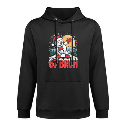 67 Bruh Funny Dabbing Snowman Santa Hat Winter Holiday Relaxed Fit Hoodie
