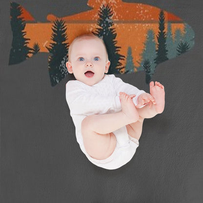 Trout Fly Fishing Nature Outdoor Fisherman Gift Throw Blanket