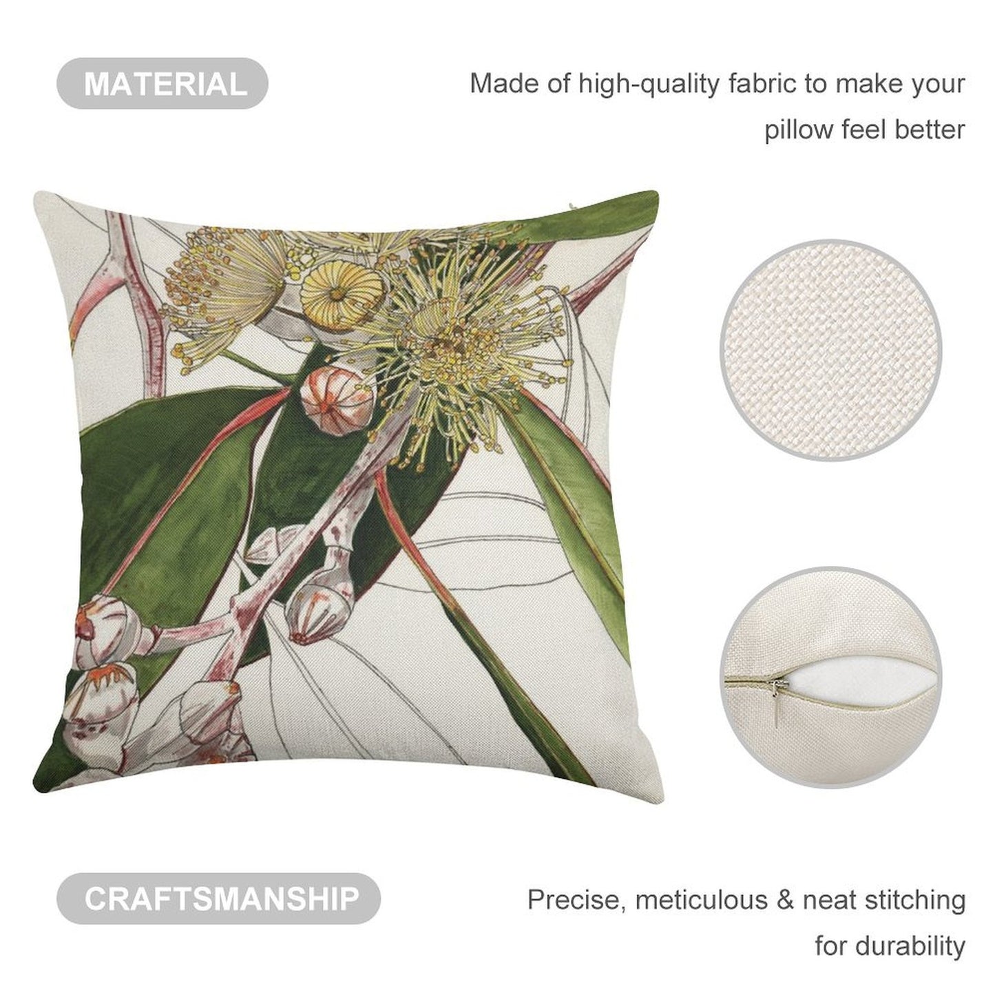 Eucalyptus Mallee Australian Native Linen Throw Pillow Cover