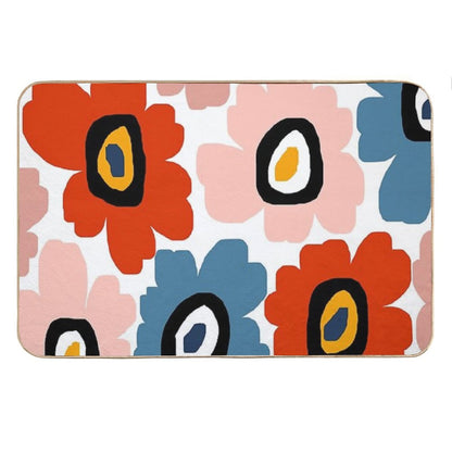 Colorful Modern Scandinavian Floral Shower Bath Mat