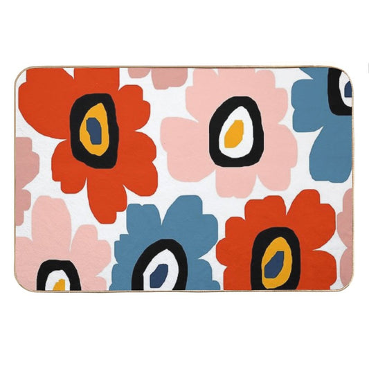 Colorful Modern Scandinavian Floral Shower Bath Mat