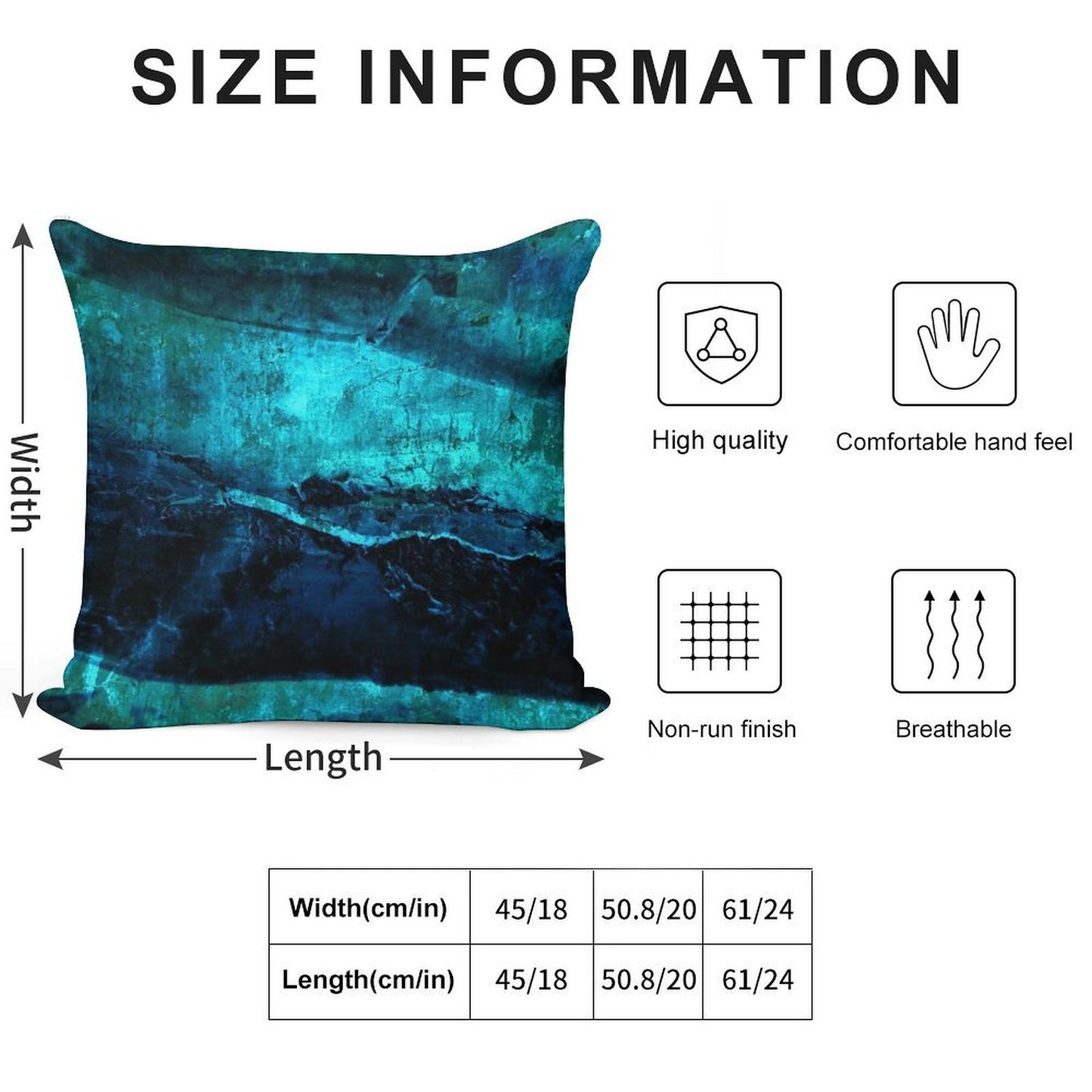 Beneath - Abstract in Navy Blue And Turquoise Soft Durable Construction Throw Pillow