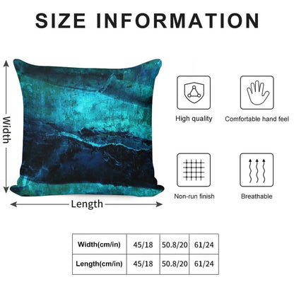Beneath - Abstract in Navy Blue And Turquoise Soft Durable Construction Throw Pillow
