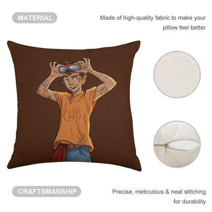 Leo Valdez Linen Throw Pillow Cover