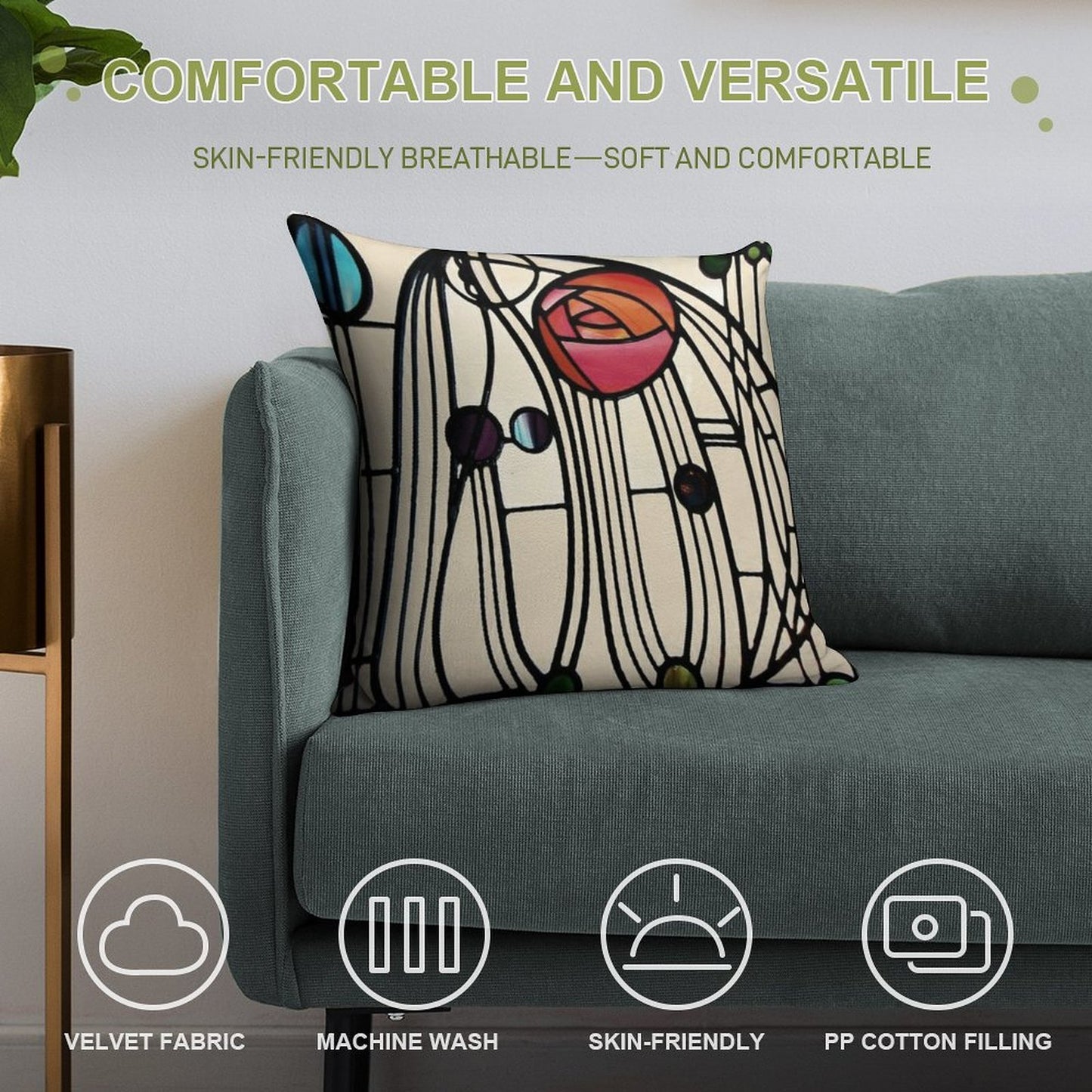 Charles Rennie Mackintosh Design Soft Luxury Feel Throw Pillow