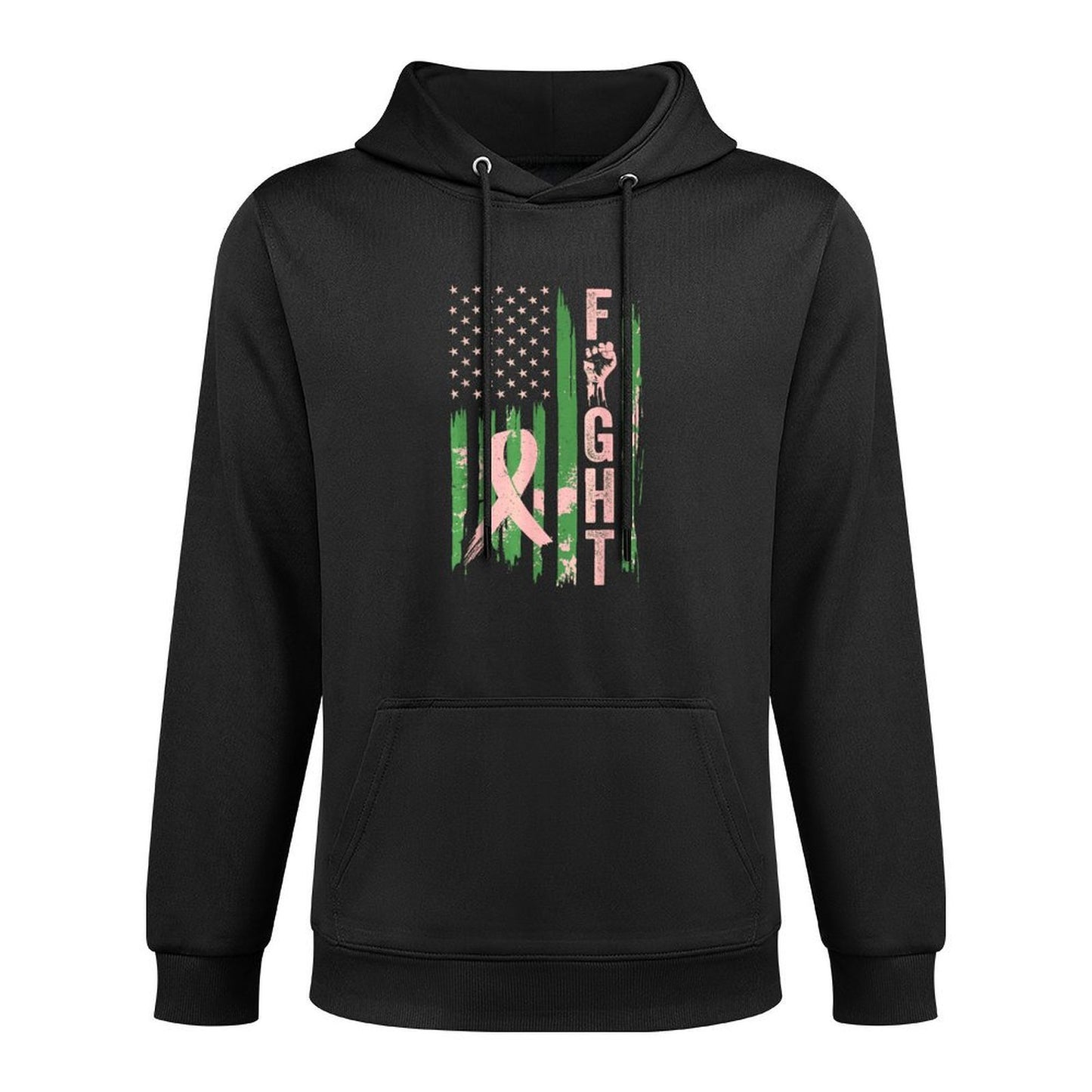 Fight USA Breast Cancer Awareness Patriotic Pink Ribbon Adjustable Hood Hoodie