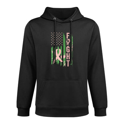 Fight USA Breast Cancer Awareness Patriotic Pink Ribbon Adjustable Hood Hoodie