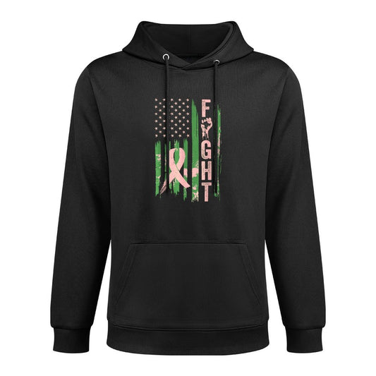 Fight USA Breast Cancer Awareness Patriotic Pink Ribbon Adjustable Hood Hoodie