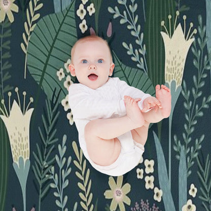 Wonderful Mid-Century Style Evening Lily And Wildflower Pattern Throw Blanket