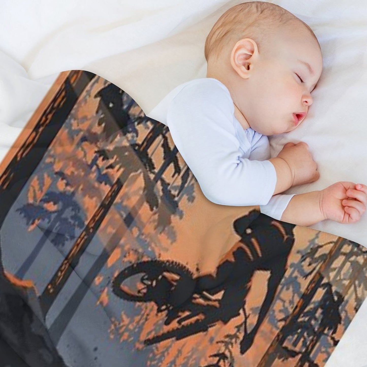 Retro Styled Mountain Biking Dirt Jumper Sunset Throw Blanket