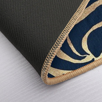 Elegant Navy Blue Gold Zebra Print Bath Mat