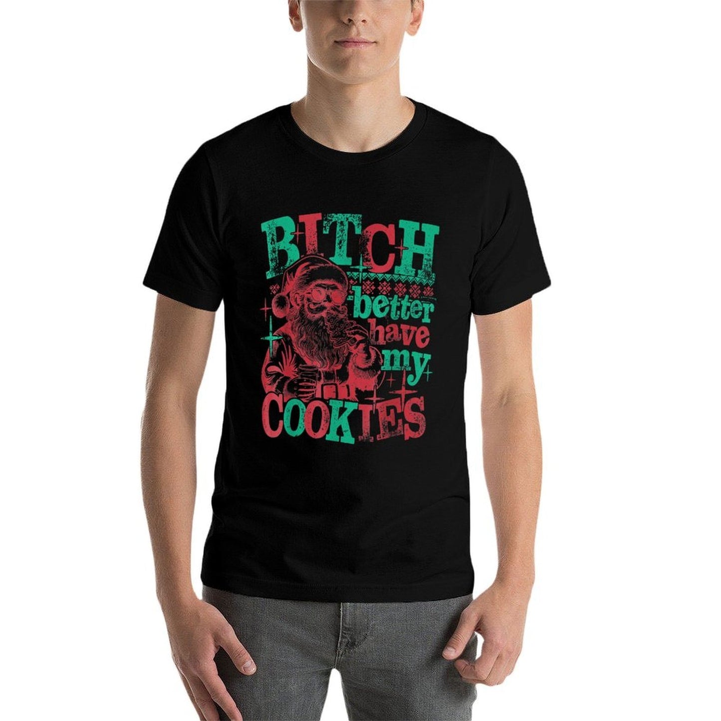 Bitch Better Have My Cookies Santa Claus Christmas  Heathered Texture T-Shirt