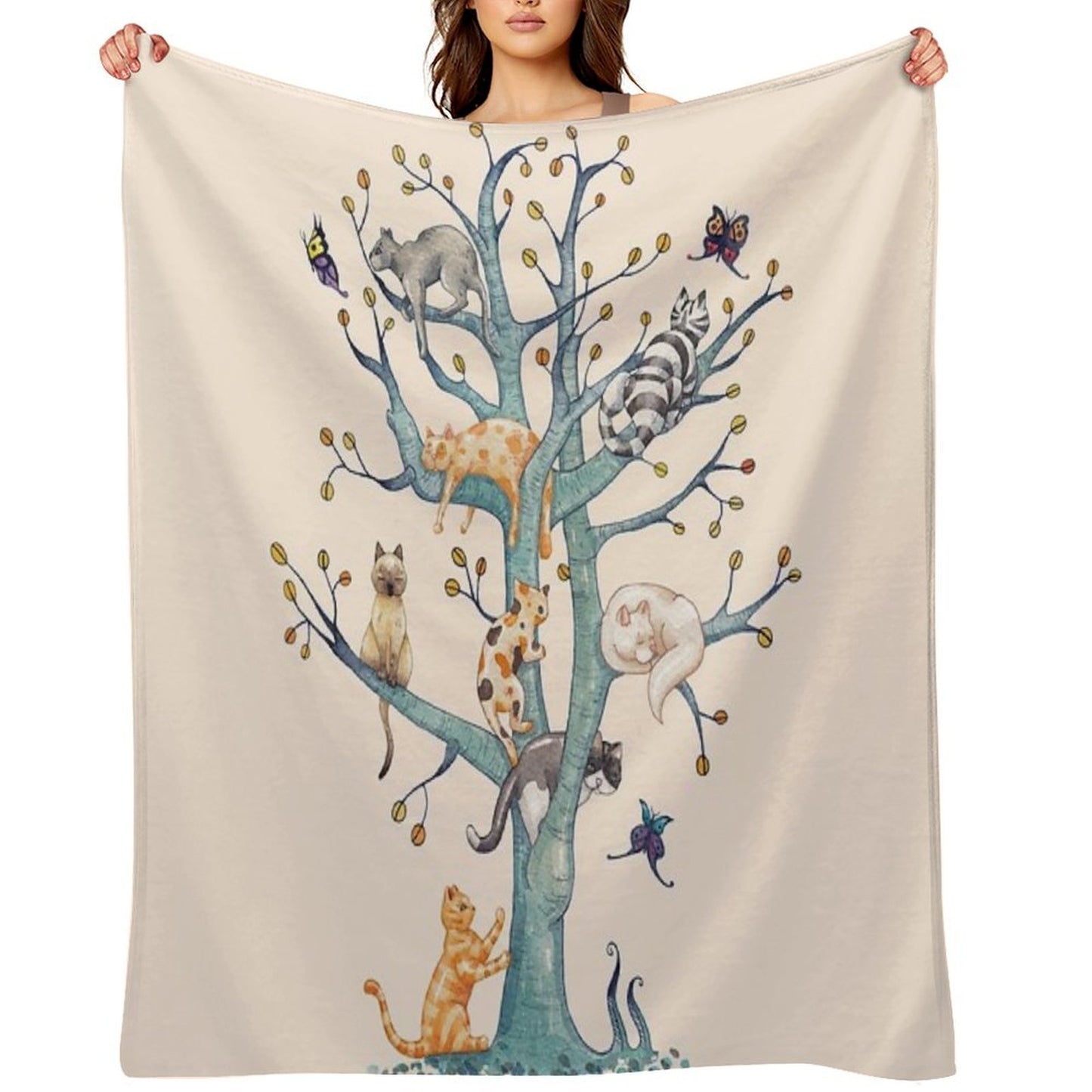 The Tree of Cat Life Throw Blanket