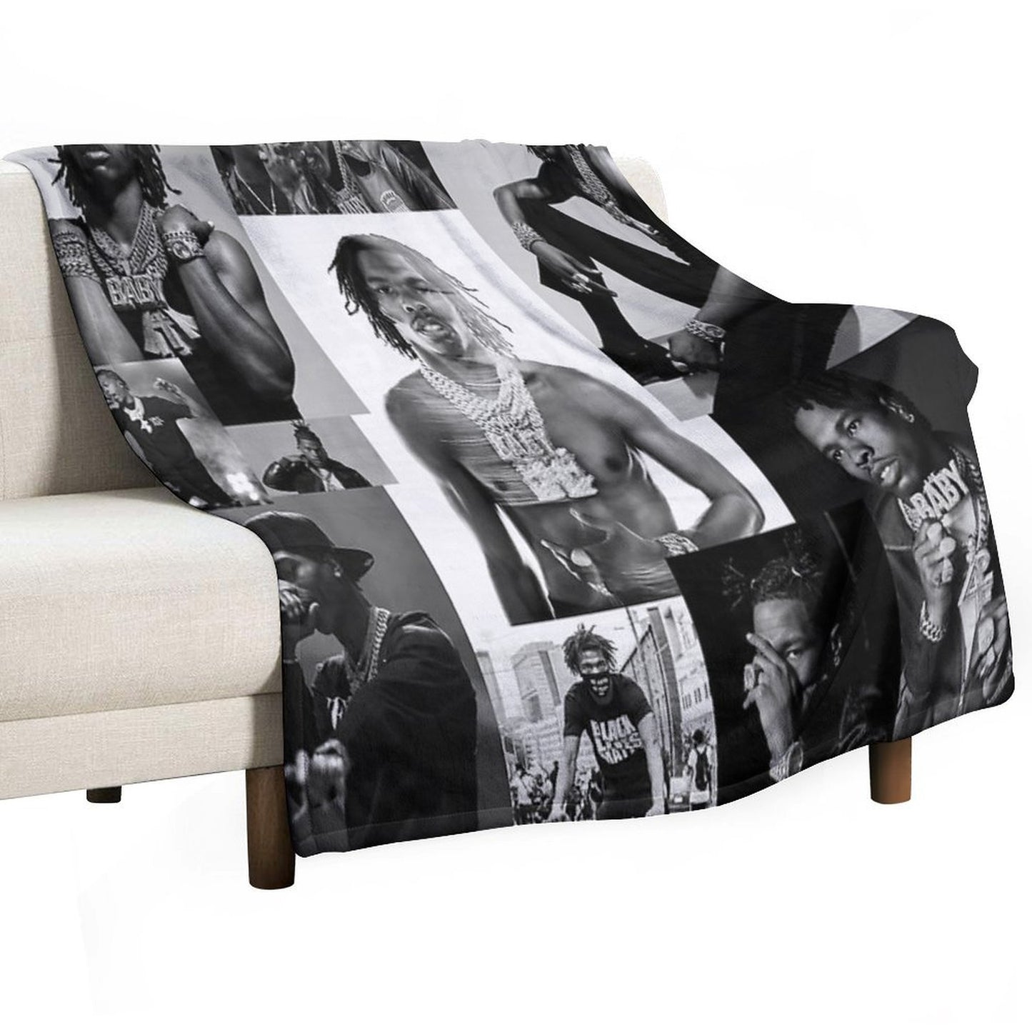 Lil Baby  B&W Collage Throw Blanket