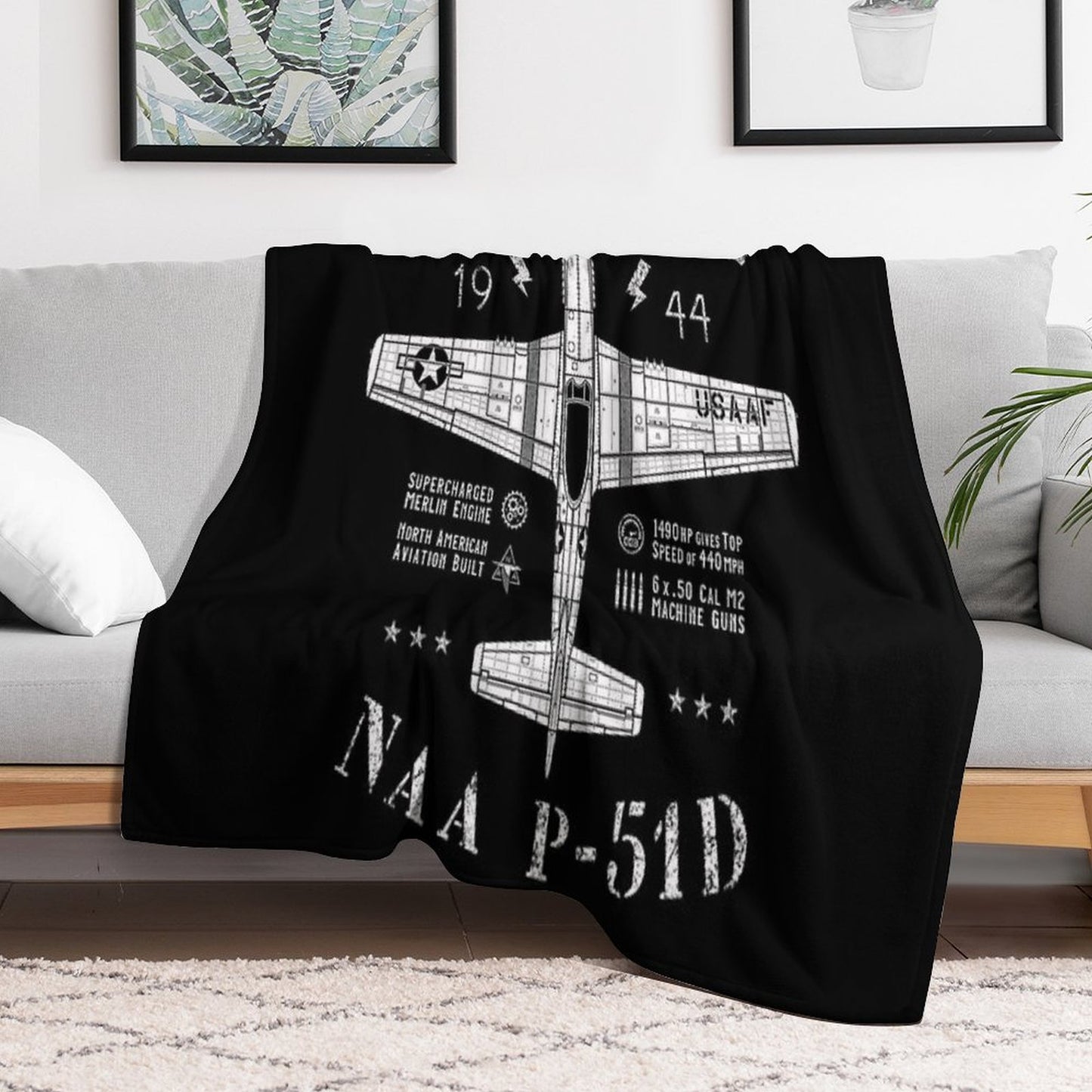 P-51 Mustang Throw Blanket