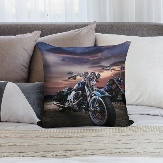 Harley Davidson Beautiful Sunset Soft Reinforced Edging Throw Pillow