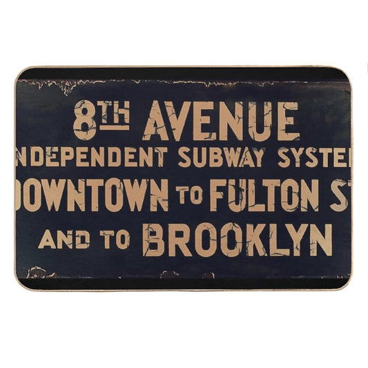 Vintage Brooklyn Subway Sign Bath Mat