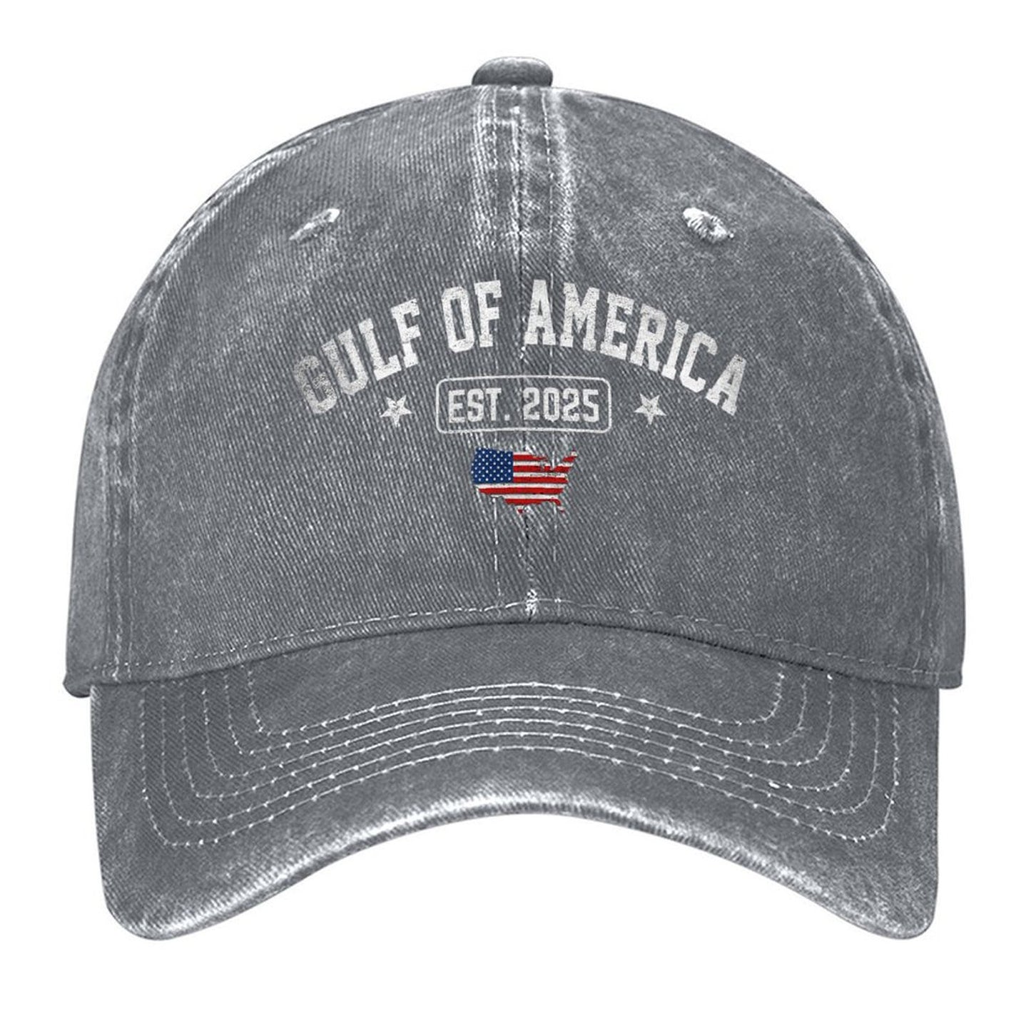 Gulf Of US America Est 2025 Vintage USA American Flag Men Baseball Cap