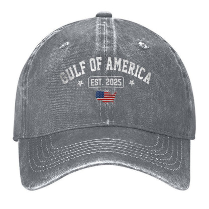 Gulf Of US America Est 2025 Vintage USA American Flag Men Baseball Cap