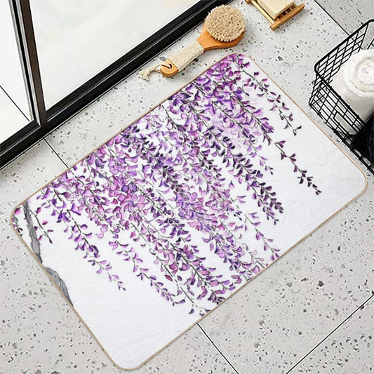 Hand Painted Purple Wisteria  in Bloom Bath Mat