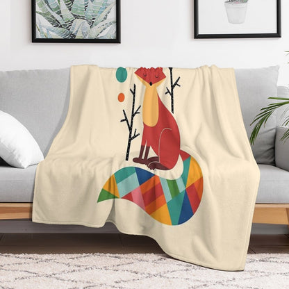 Rainbow Fox Throw Blanket