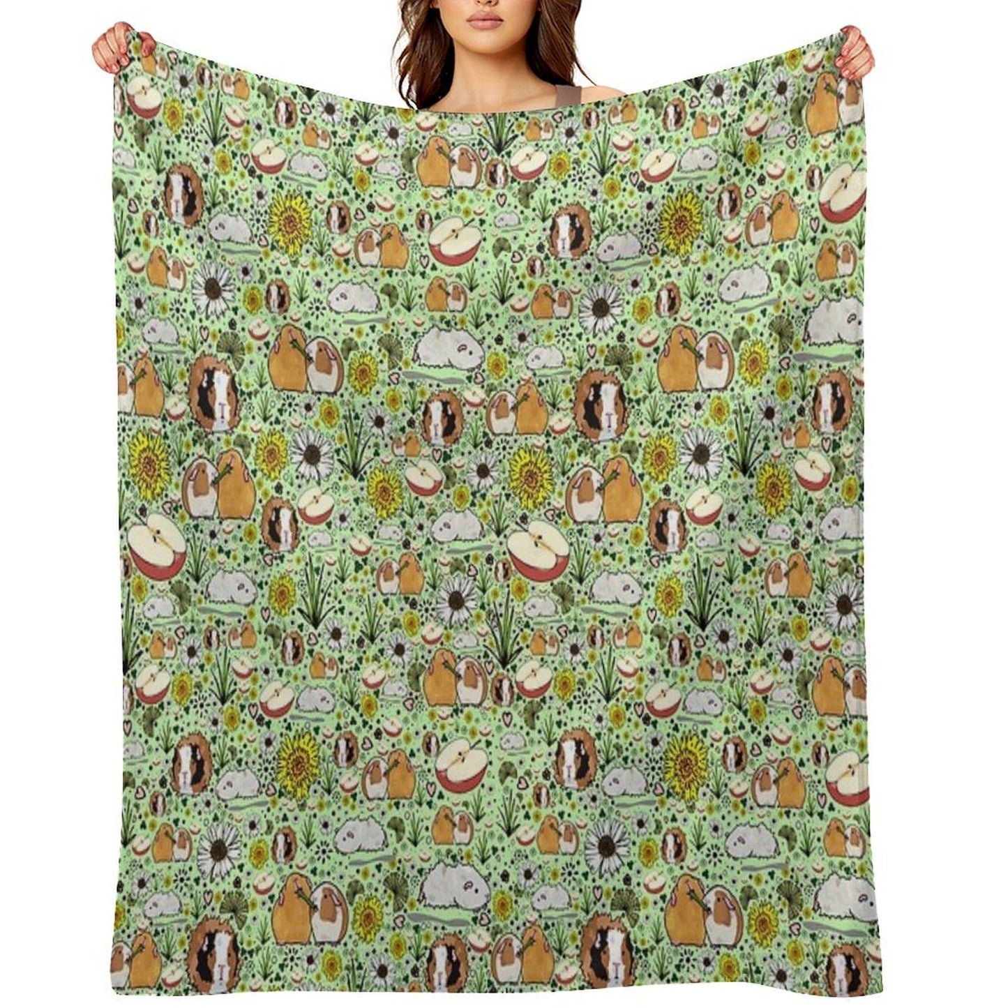 Guinea Pigs in Green Throw Blanket