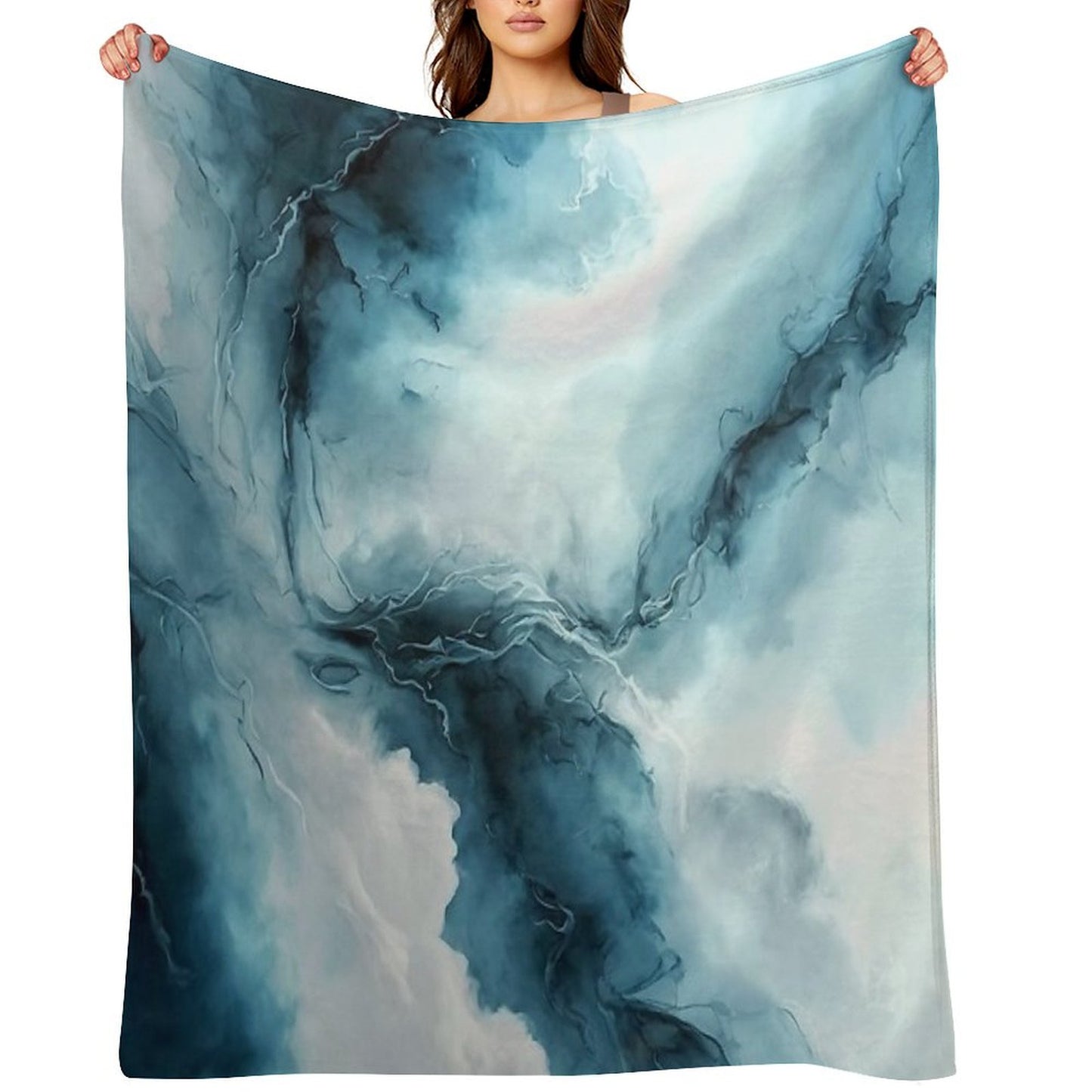 Cloudy Storm - Abstract Alcohol Ink Art Throw Blanket