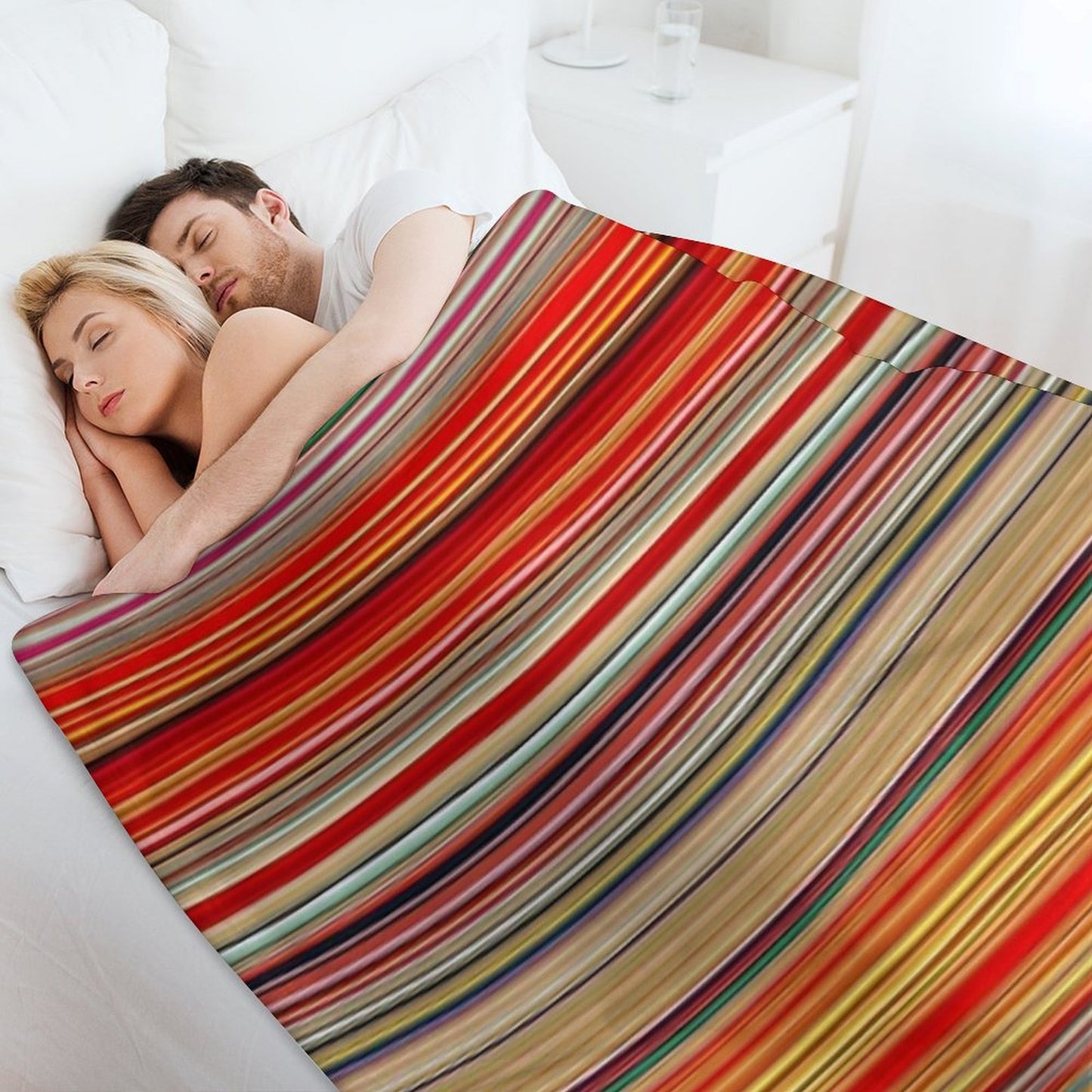 Red Yellow Fine Random Stripes Throw Blanket
