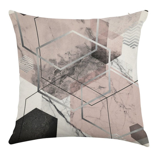 Blush And Grey Geometric Linen Throw Pillow Cover