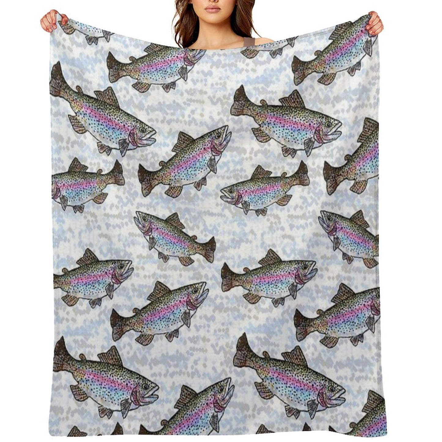 Rainbow Trout Fish Pattern Throw Blanket