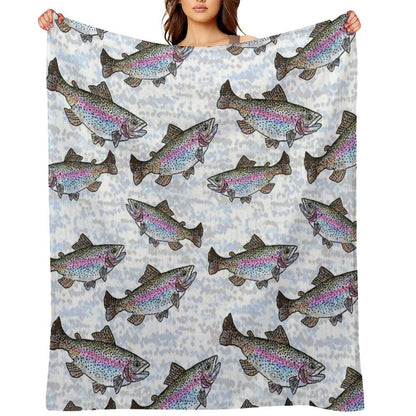 Rainbow Trout Fish Pattern Throw Blanket