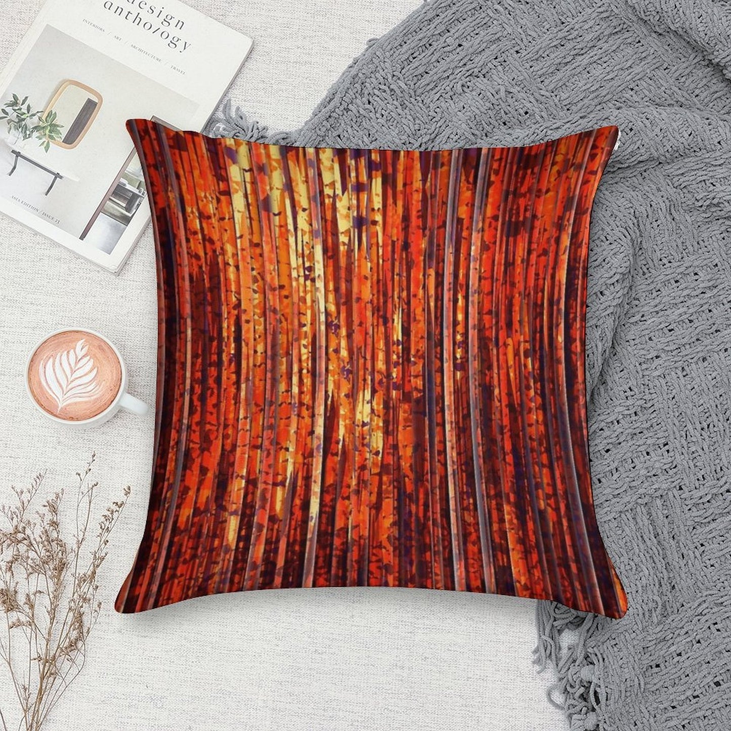 Abstract Orange Stripes Soft Anti-Pilling Throw Pillow