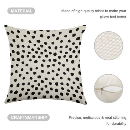 Preppy Brushstroke Free Polka Dots Black And White Spots Dots Dalmation Animal Spots Design Minimal Linen Throw Pillow Cover
