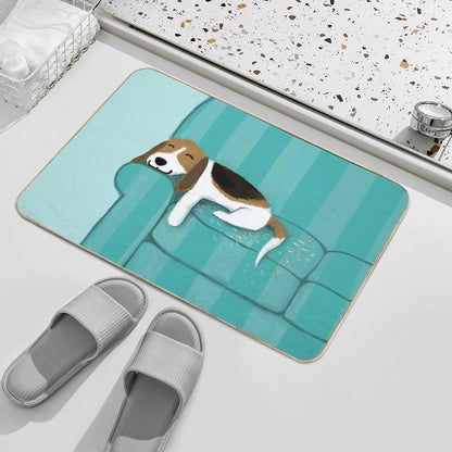 Happy Couch Dog  Cute Beagle Bath Mat