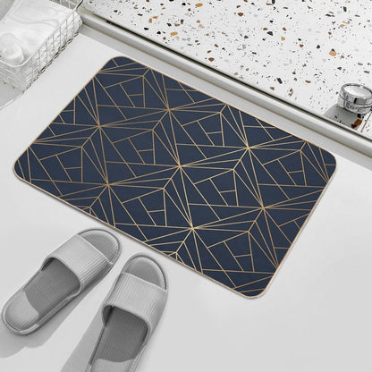Elegant Geometric Copper Navy Blue Bath Mat