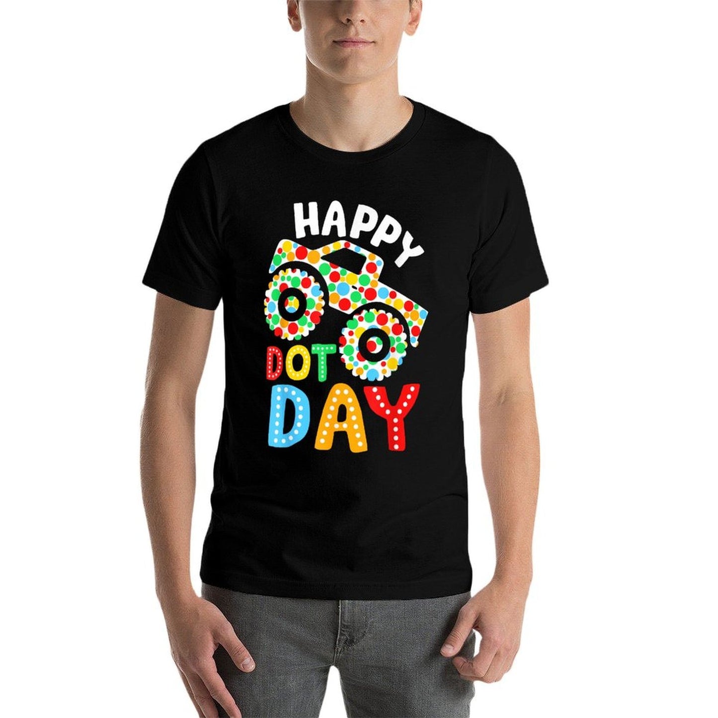 Happy Dot Day Monster Truck Polka Dotted Boys Kids  Summer-ready Fabric T-Shirt