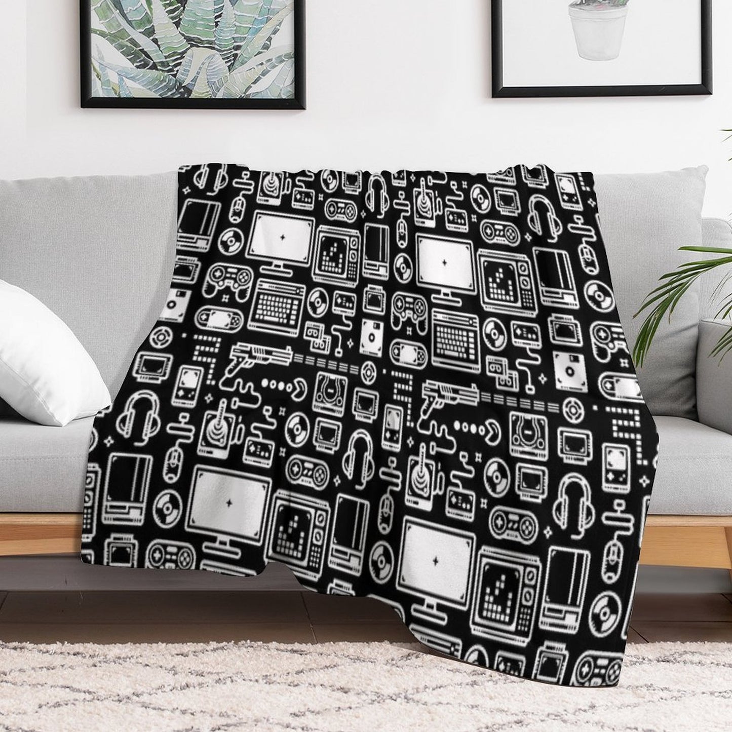 Retro Gamer Video Game Consoles, PC's, Controllers, Joysticks And Gamepads Throw Blanket
