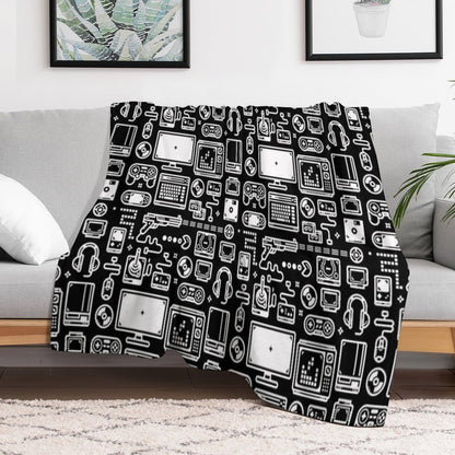 Retro Gamer Video Game Consoles, PC's, Controllers, Joysticks And Gamepads Throw Blanket