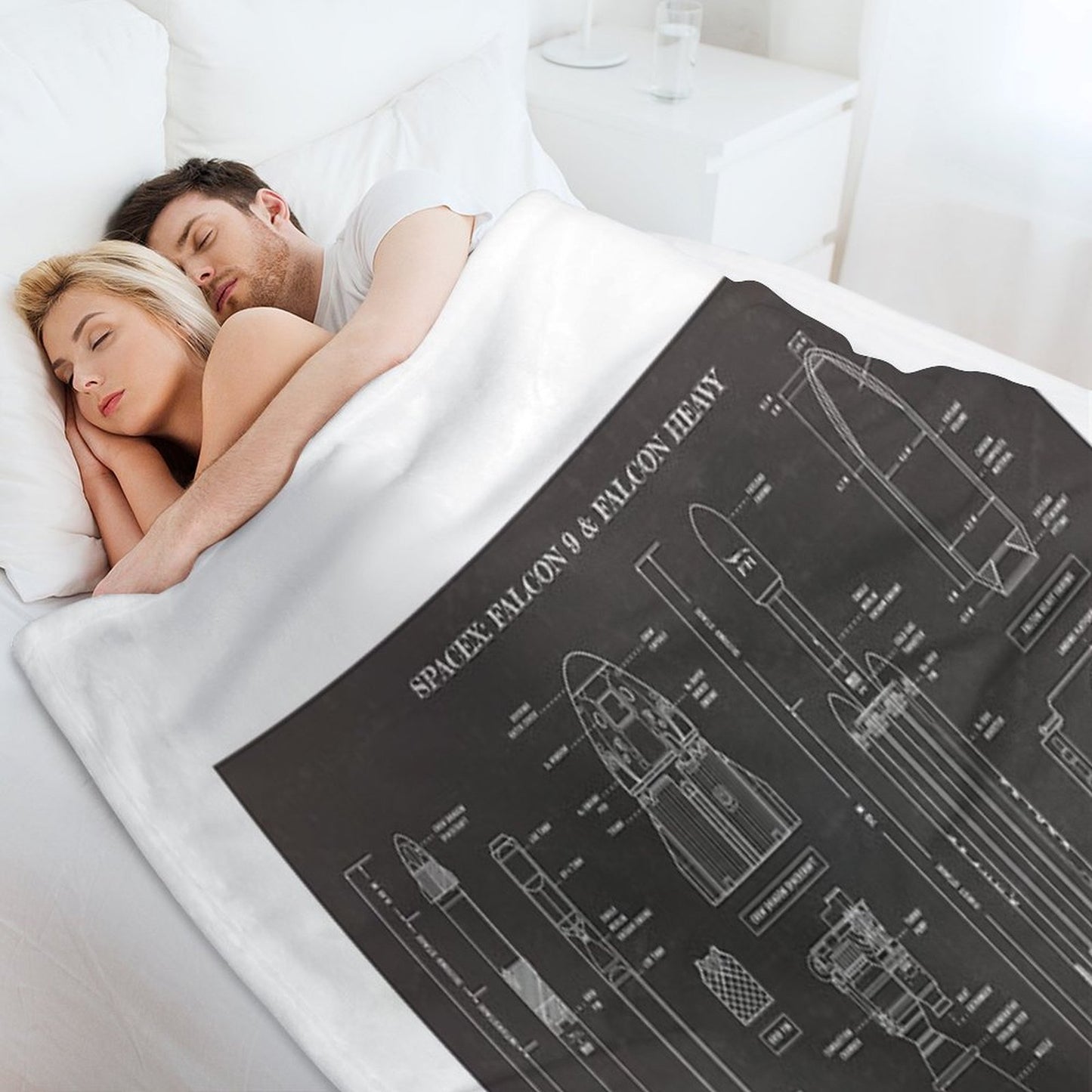 SPACEX Falcon 9 & Falcon Heavy (Blackboard) Throw Blanket