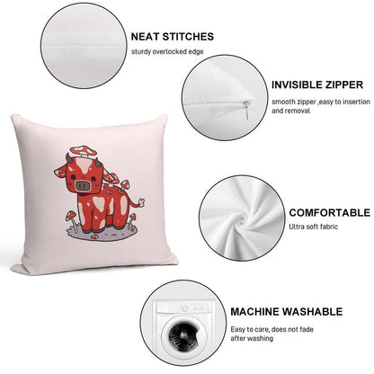 Little Mooshroom Soft Hidden Zipper Throw Pillow