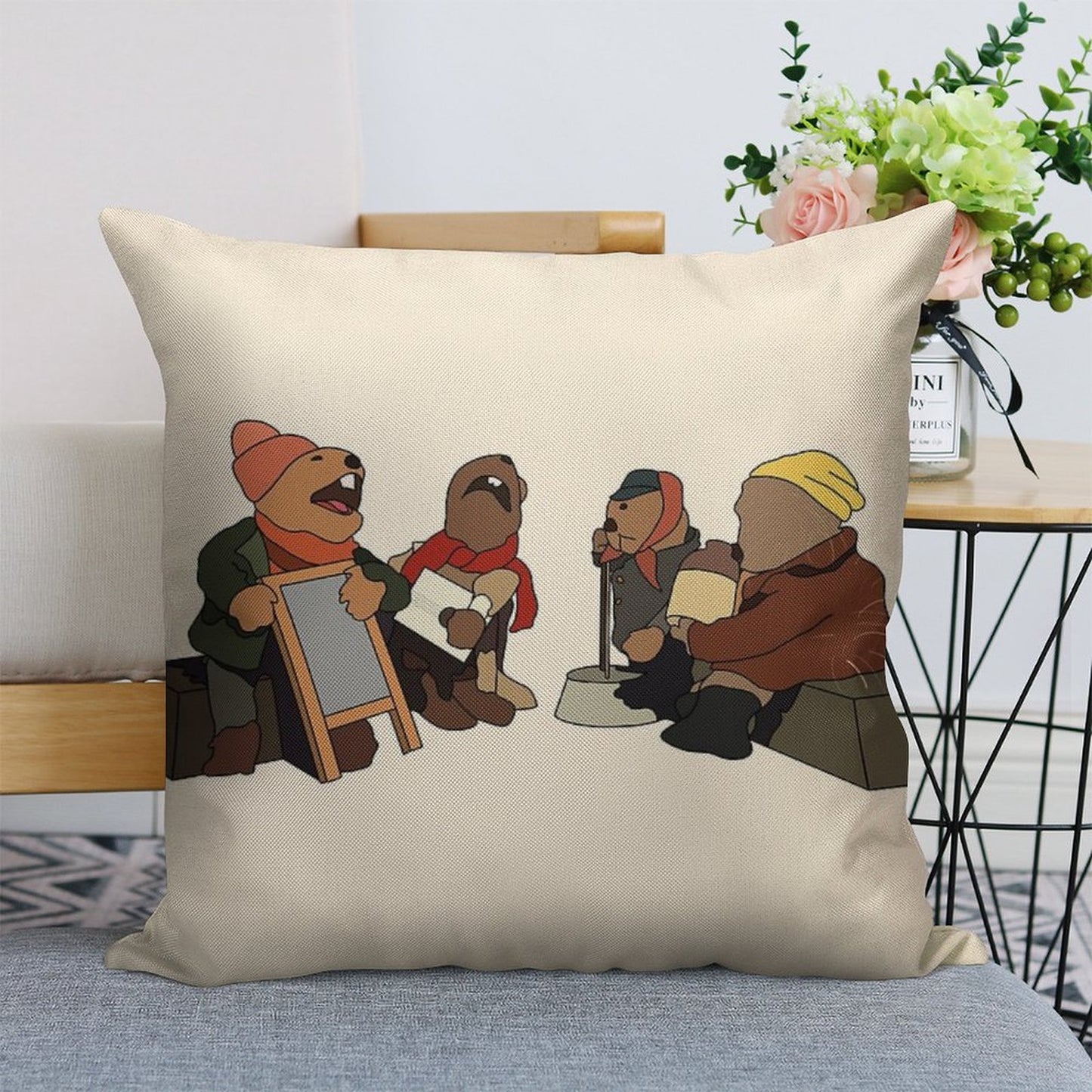 Emmet Otters Jug Band Linen Throw Pillow Cover