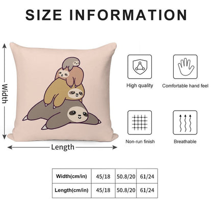 Sloth Stack Soft Short Plush Fabric Throw Pillow