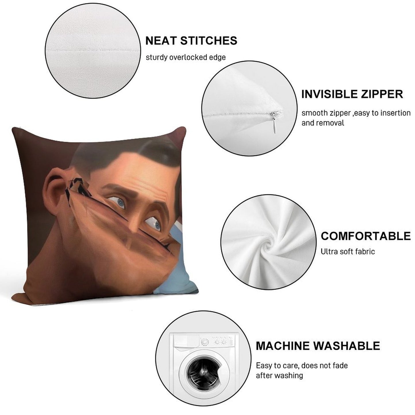 Team Fortress 2 TF2 Scout Face Soft Style Accent Throw Pillow