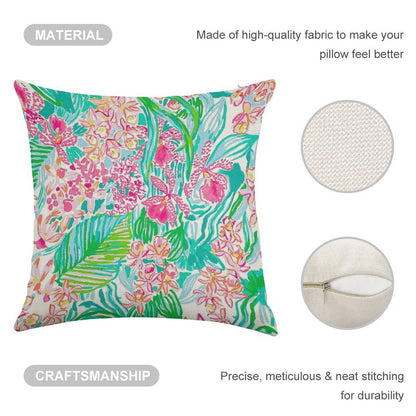 Orchid Summer Linen Throw Pillow Cover