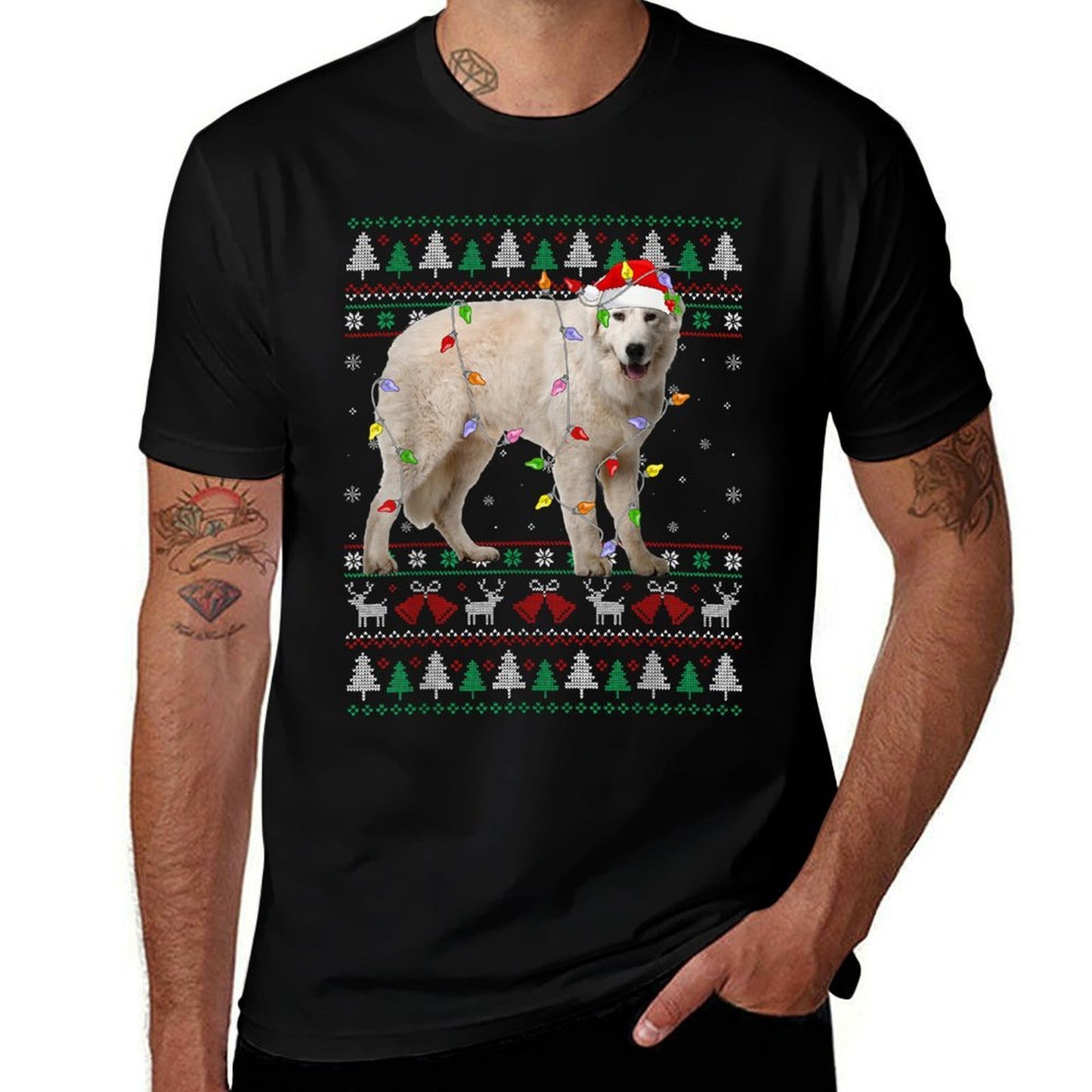 Maremma Sheepdog Christmas Ugly Sweater Dog Lights Xmas  Classic T-Shirt