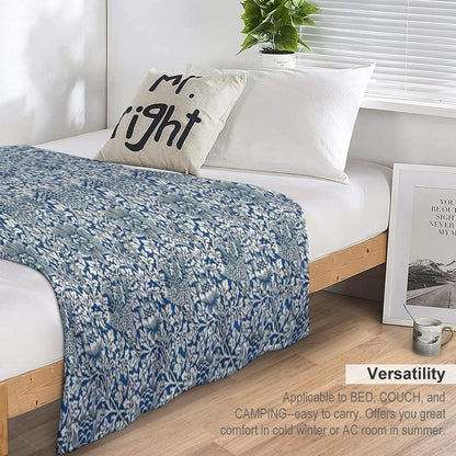 Indigo Blue And White William Morris Pattern Throw Blanket