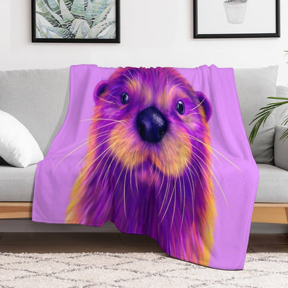 Purple Otter Throw Blanket