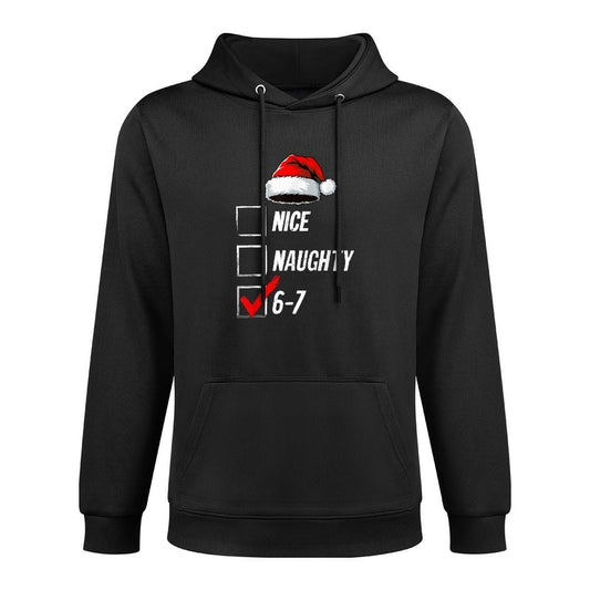 6-7 Meme Nice Naughty 67 Christmas Brain Rot Funny Graphic Layering Staple Hoodie