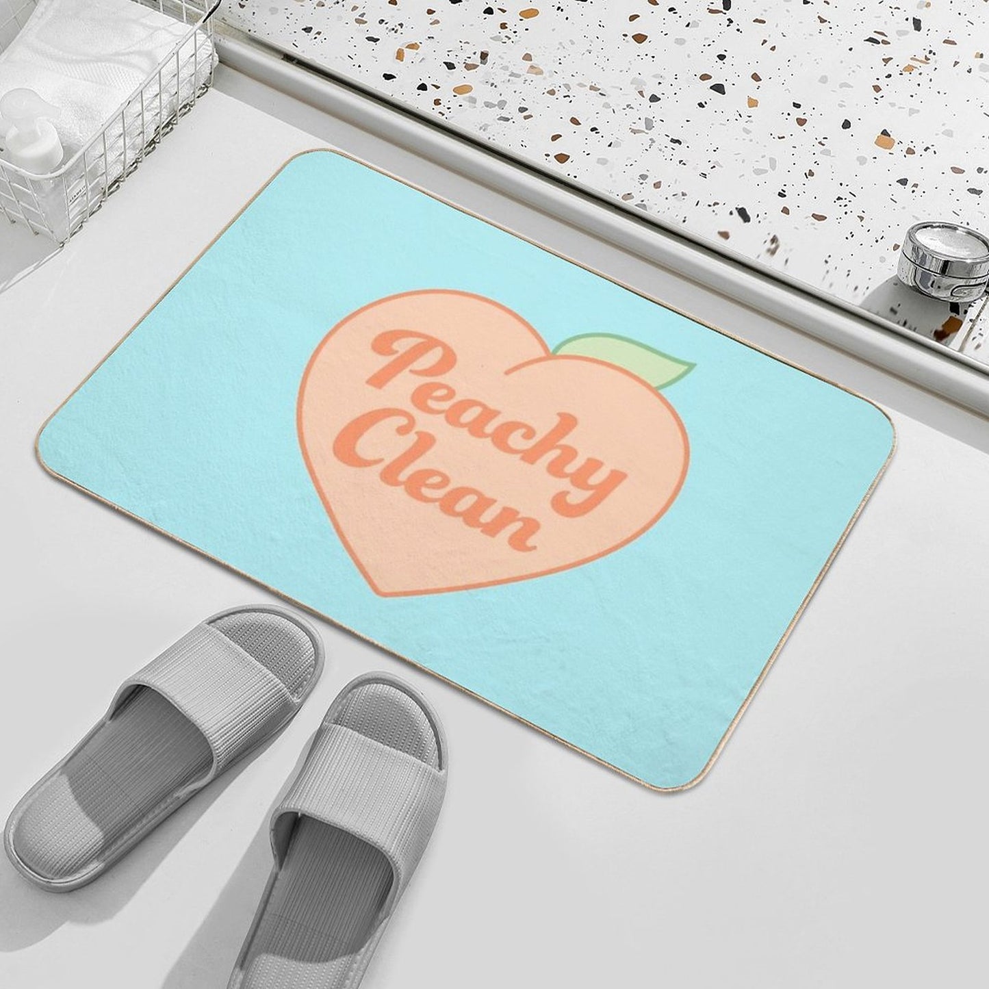 Peachy Clean Heart Bath Mat