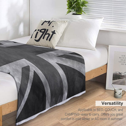 Greyscale Distressed Union Jack Throw Blanket